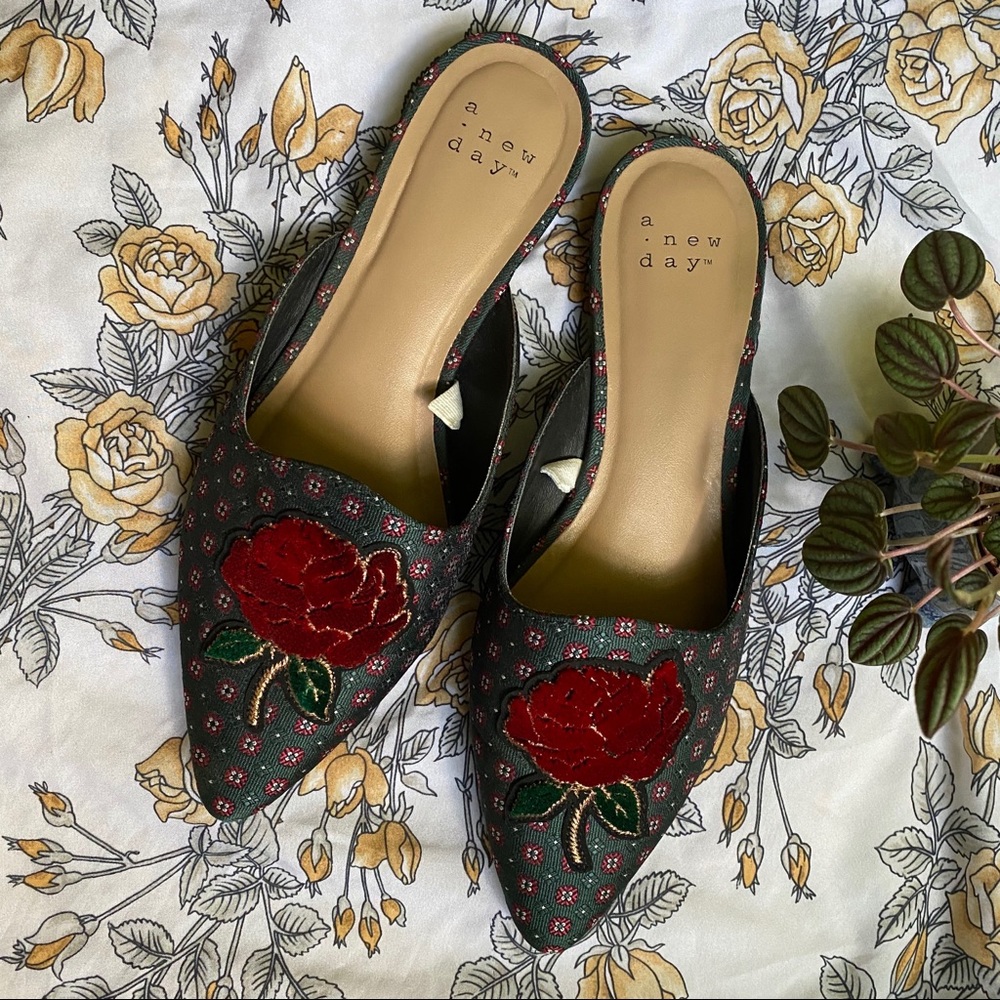 Velvet Rose Slip On Flats